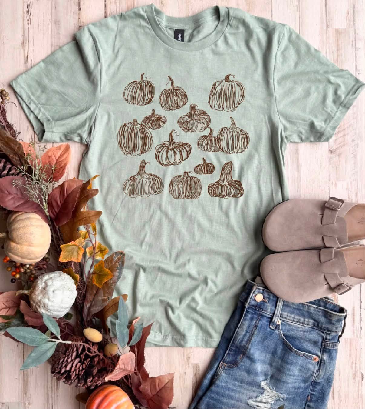 PREORDER: Hand Drawn BROWN Pumpkin Tee//ships in about 2 weeks