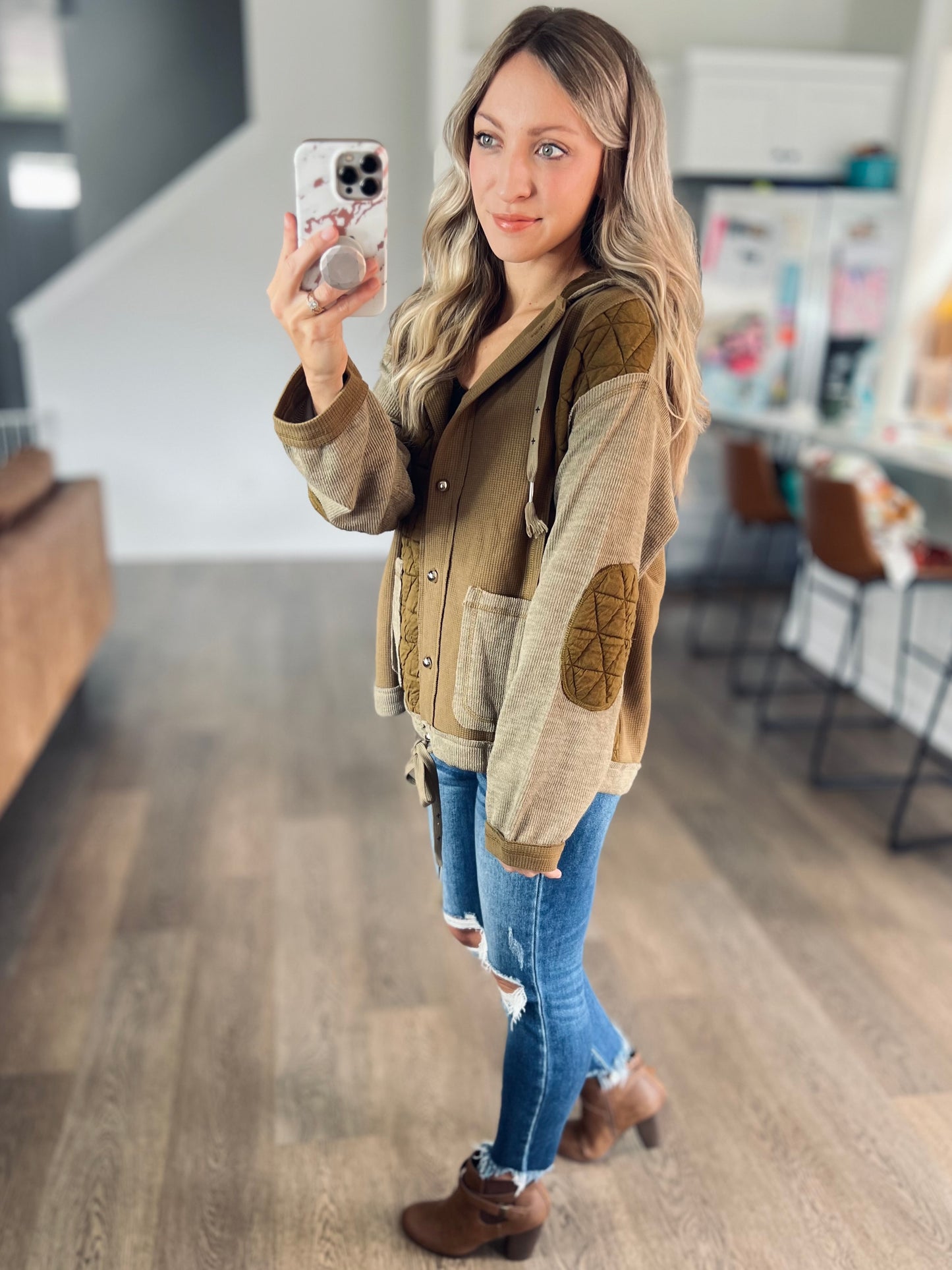 Kline Quilted Button Hoodie
