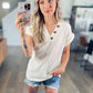 Olivia Openwork V-Neck Short Sleeve Button Top