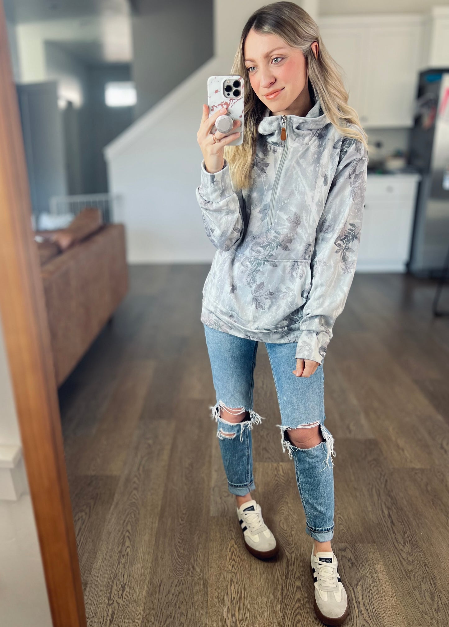 Storm Grey Camo 1/4 Zip Hoodie