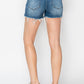High Rise Raw Hem Distressed Denim Shorts - Risen