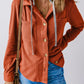 Cord Drawstring Button Up Hooded Shacket