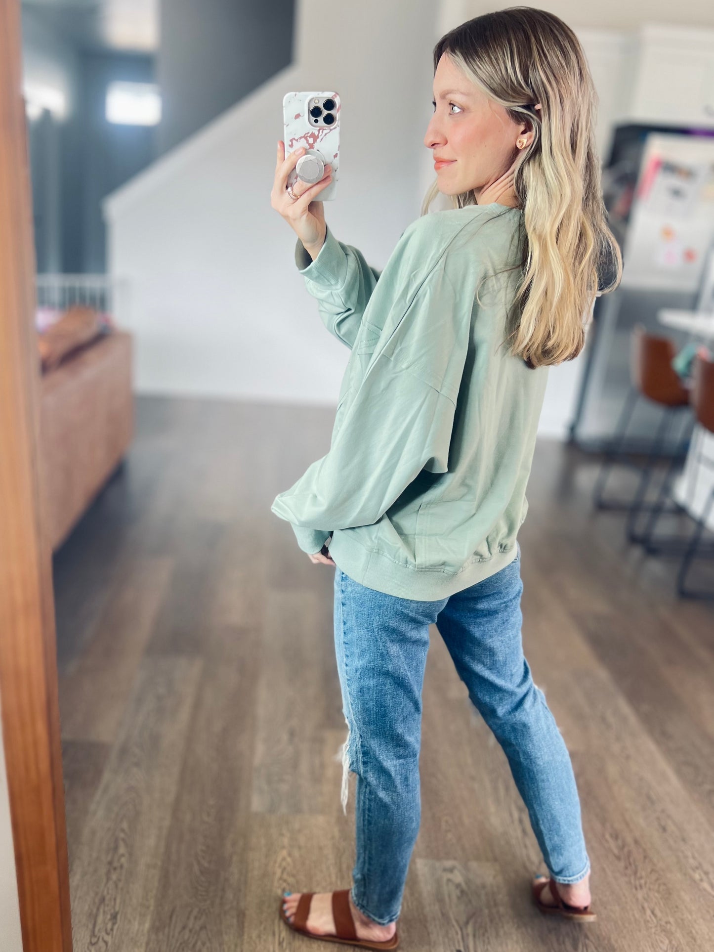Sage Flower Pullover