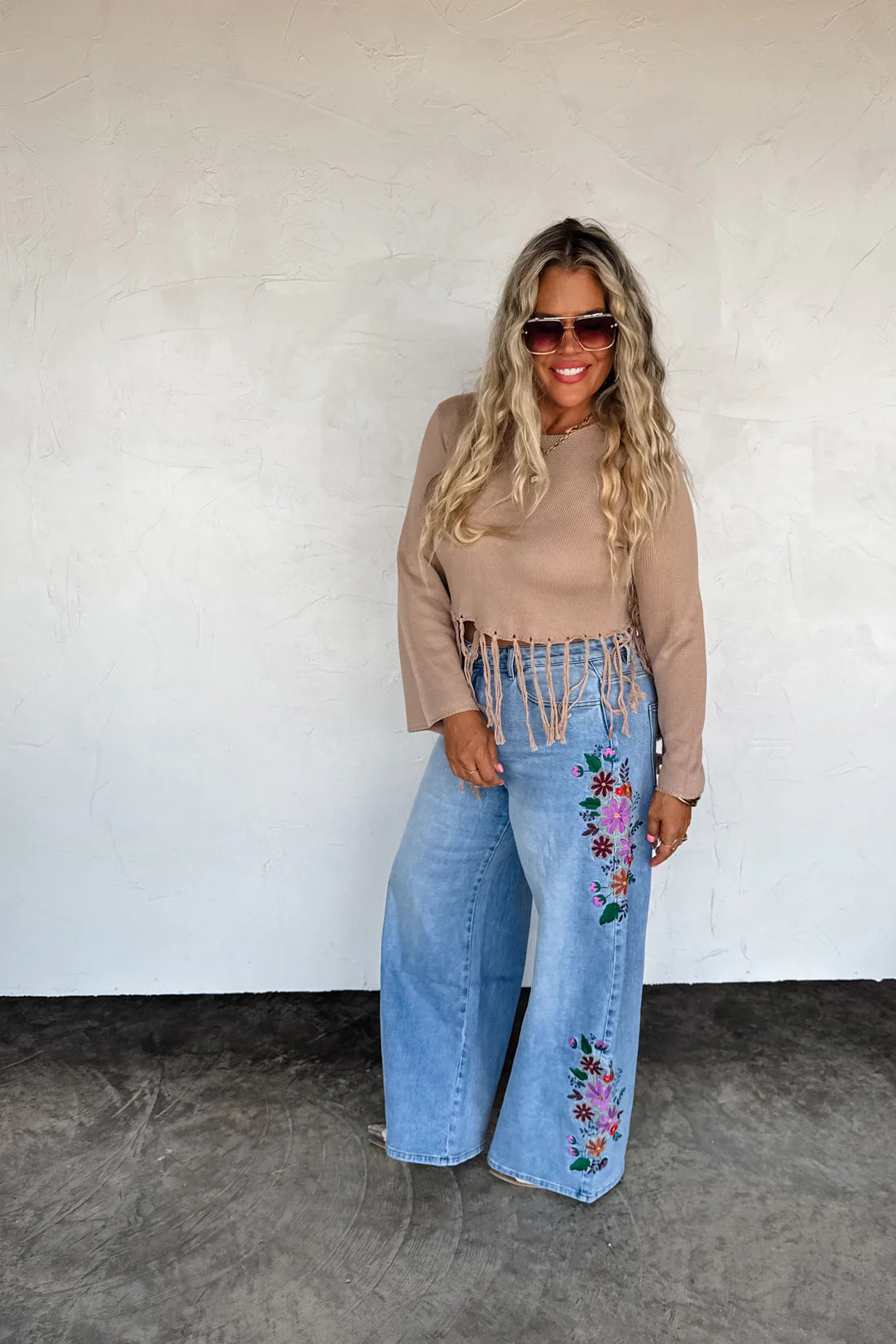 PREORDER: Eva Floral Embroidered Jeans // eta early June
