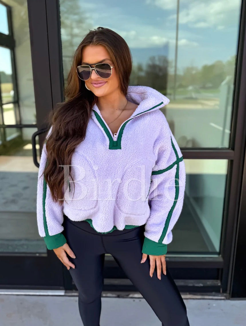 PREORDER: Bliss Cozy 1/2 Zip in Lilac & Green // eta June