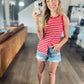 Classic Red Stripe Ribbed Tank