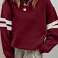 Varsity Striped Detail Drop Shoulder Oversized Sweatshirt //MANY COLORS