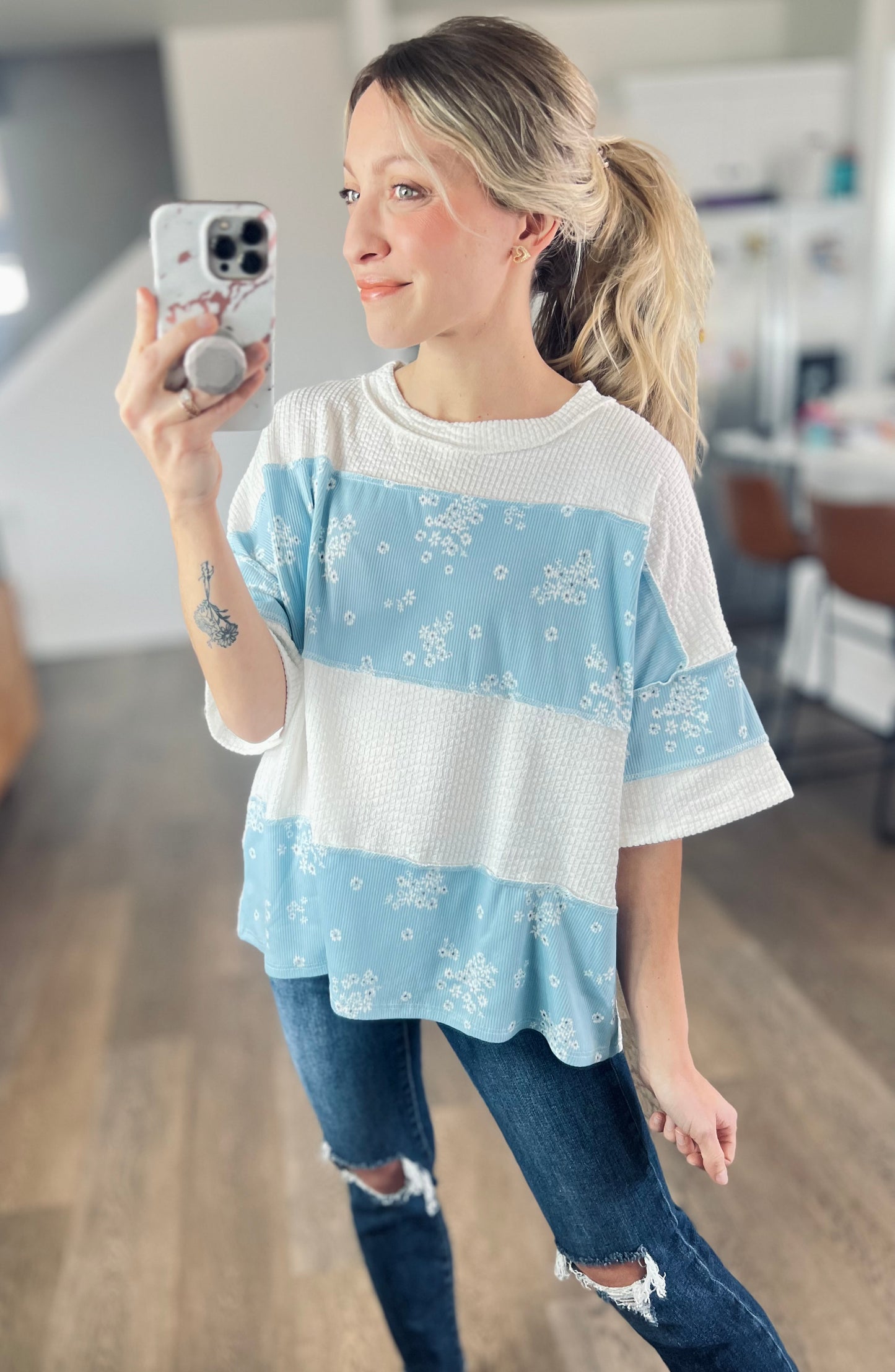 Violets are Blue Colorblock Top