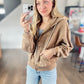 All in the Cozy Vintage Wash Hoodie in Camel