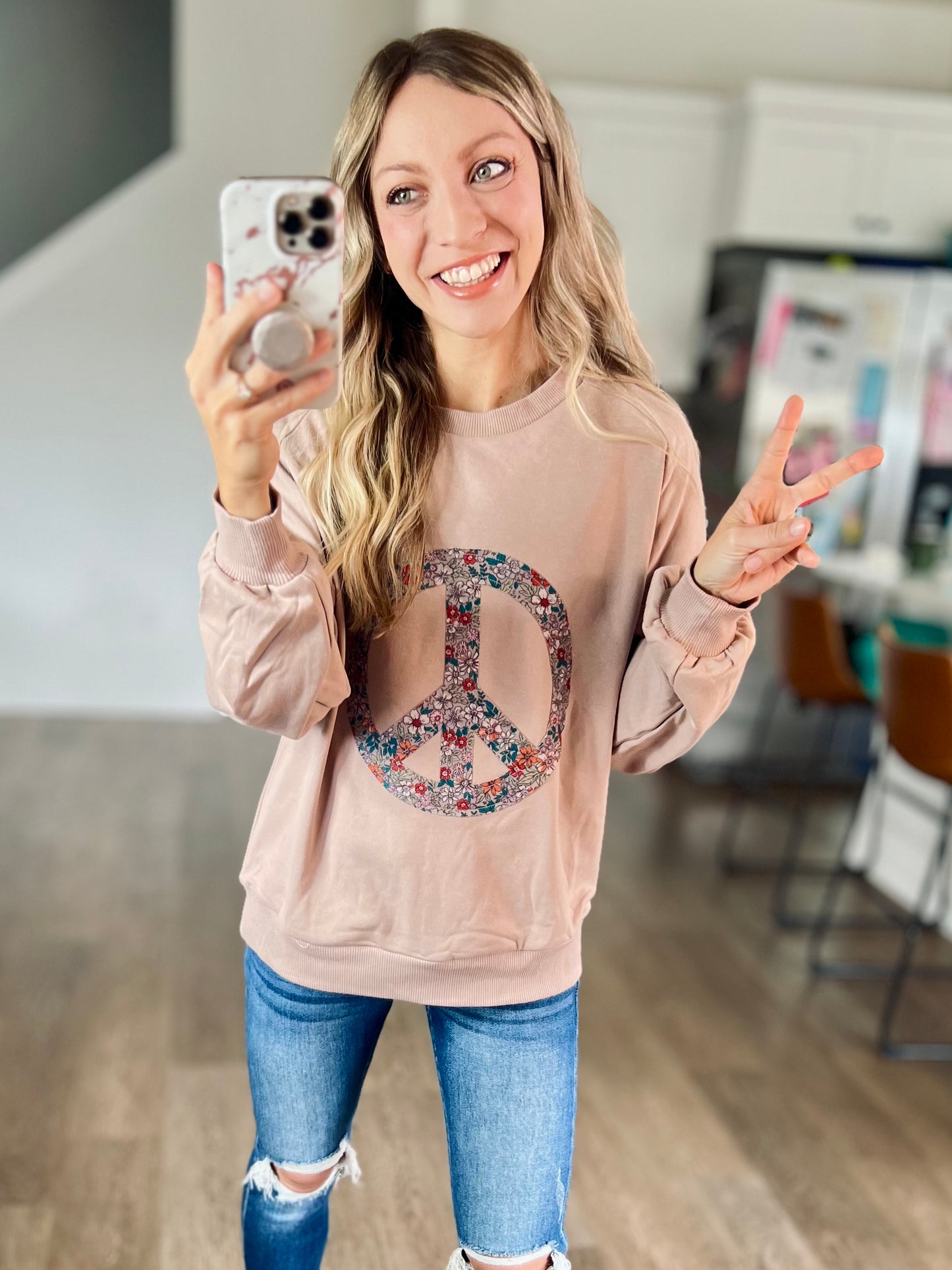 Floral & Peace Pullover