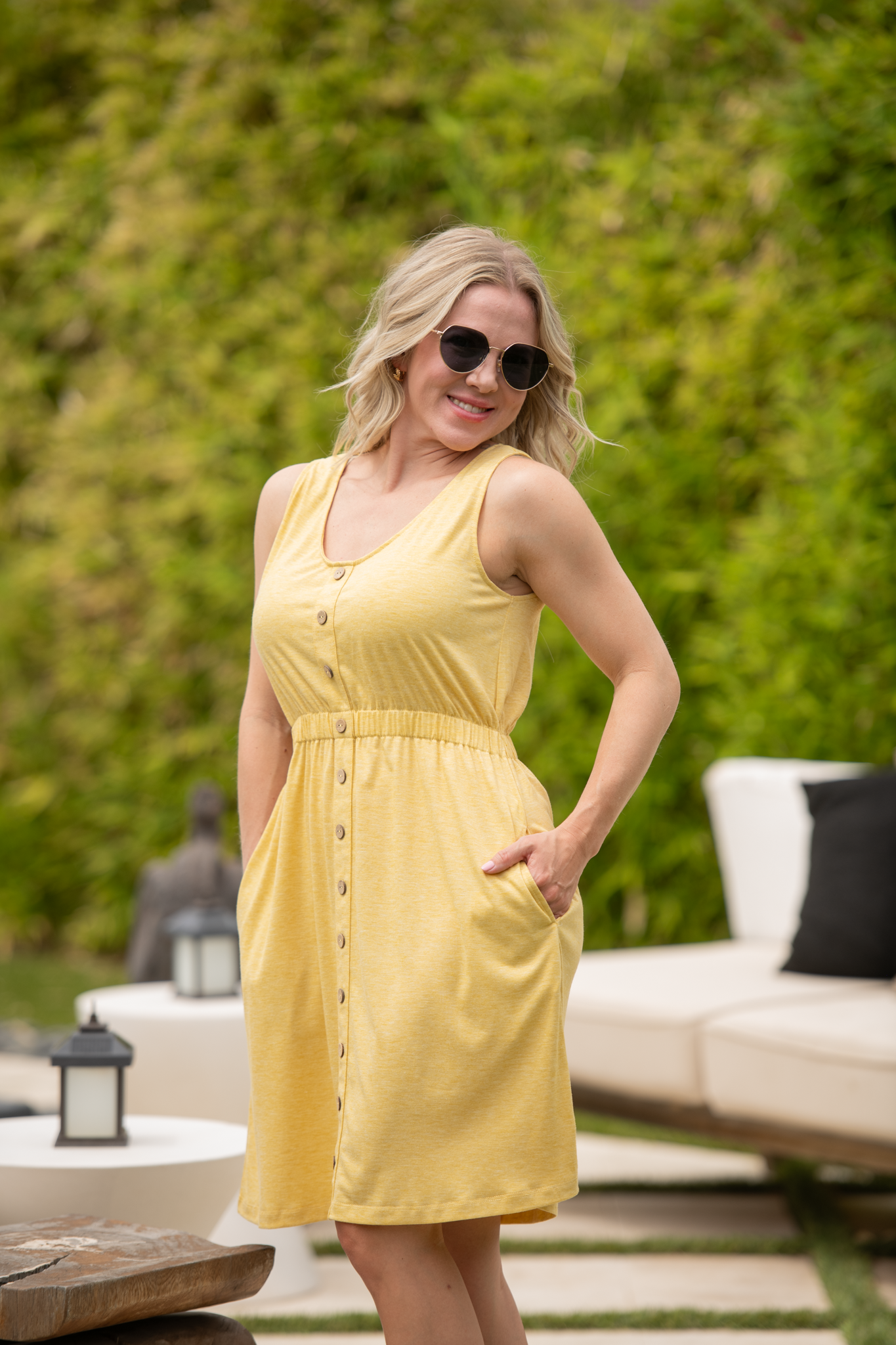 Yellow Beverly Button Dress