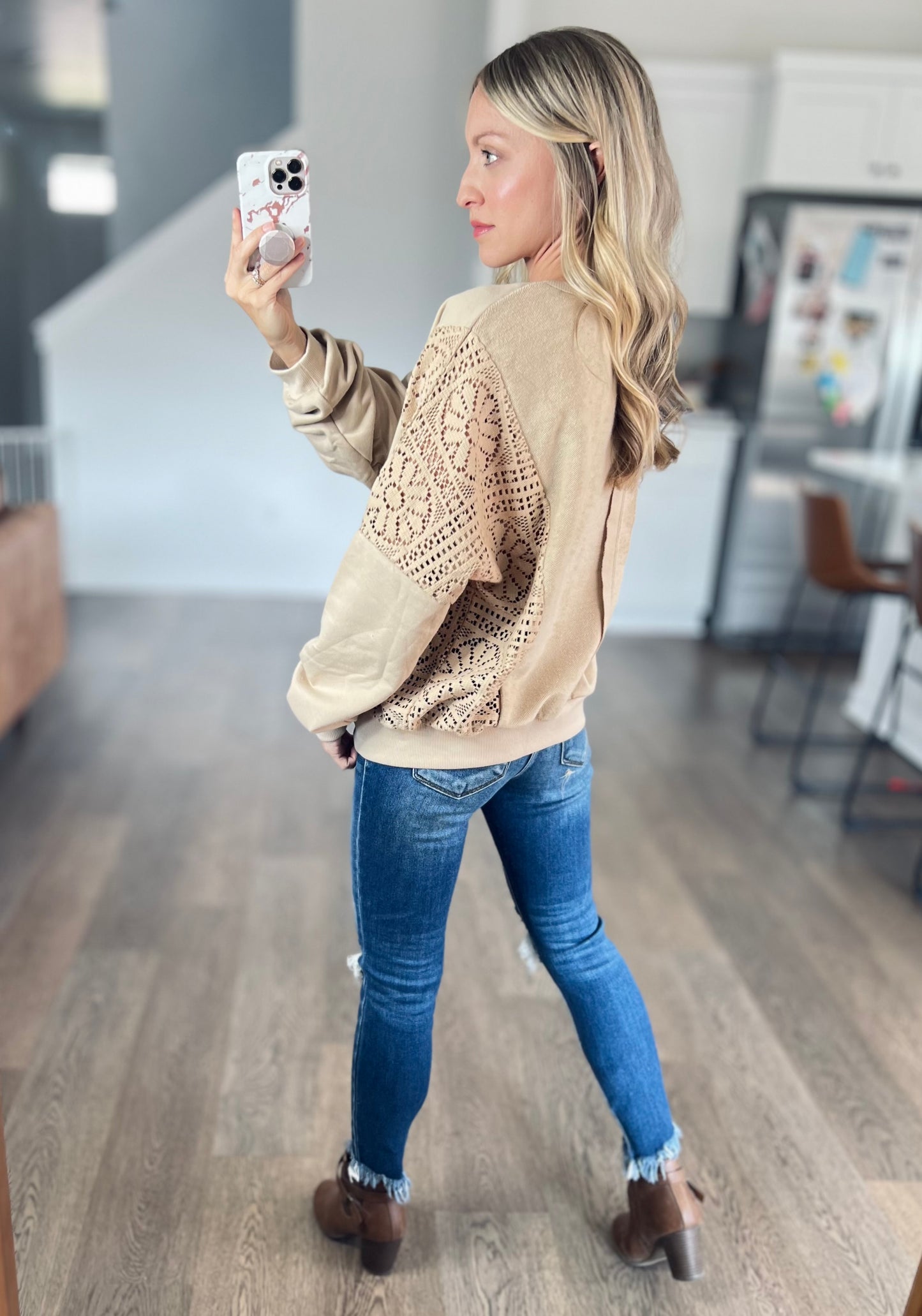 Larson Crochet Knit Pullover