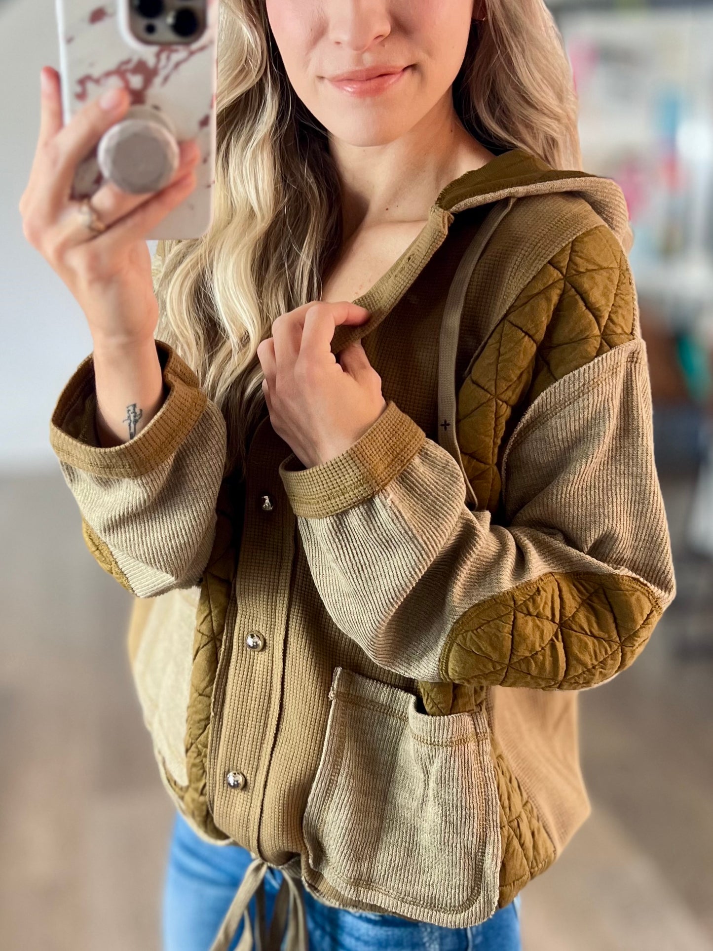 Kline Quilted Button Hoodie
