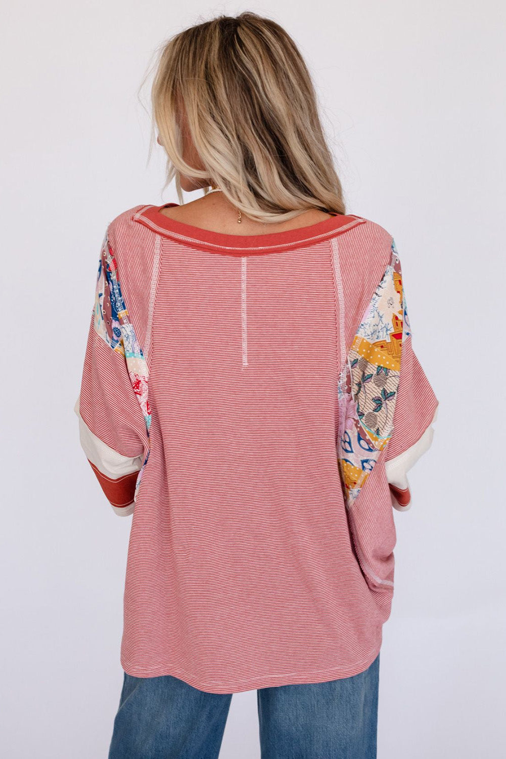 Wren Striped Floral Patchwork Top