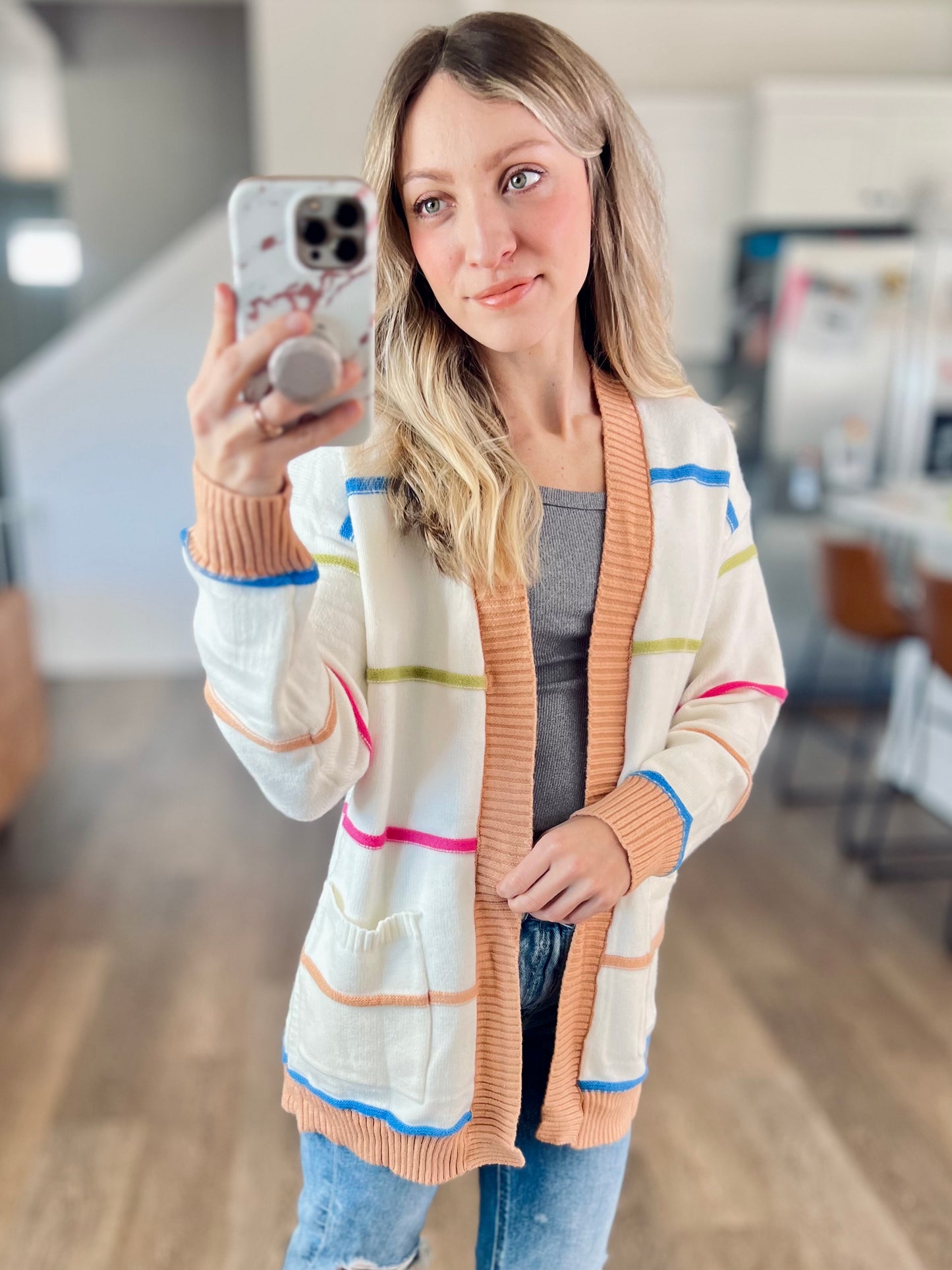 Lovely Stripes Cream Cardigan