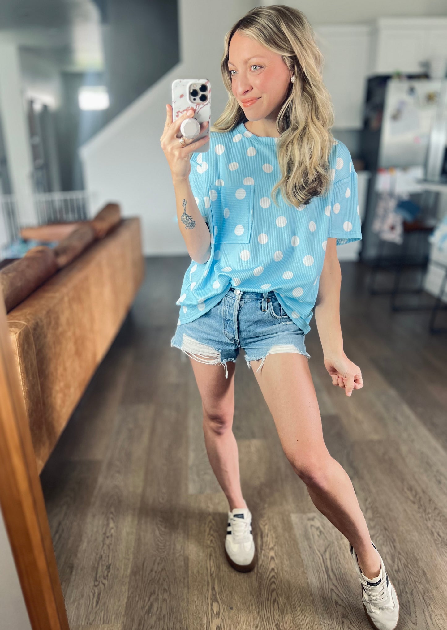 Carolina Sky Polka Dot Tee