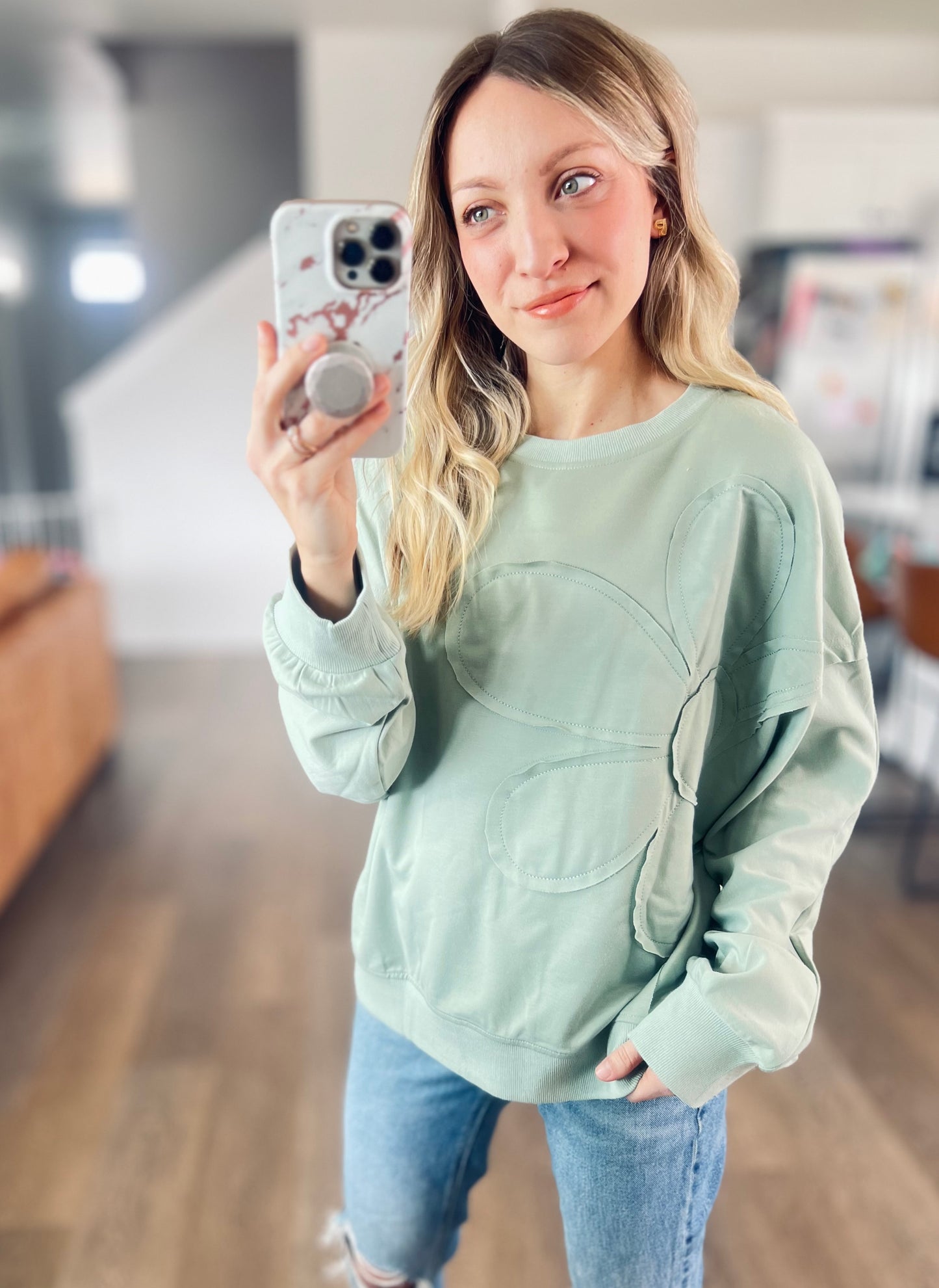 Sage Flower Pullover