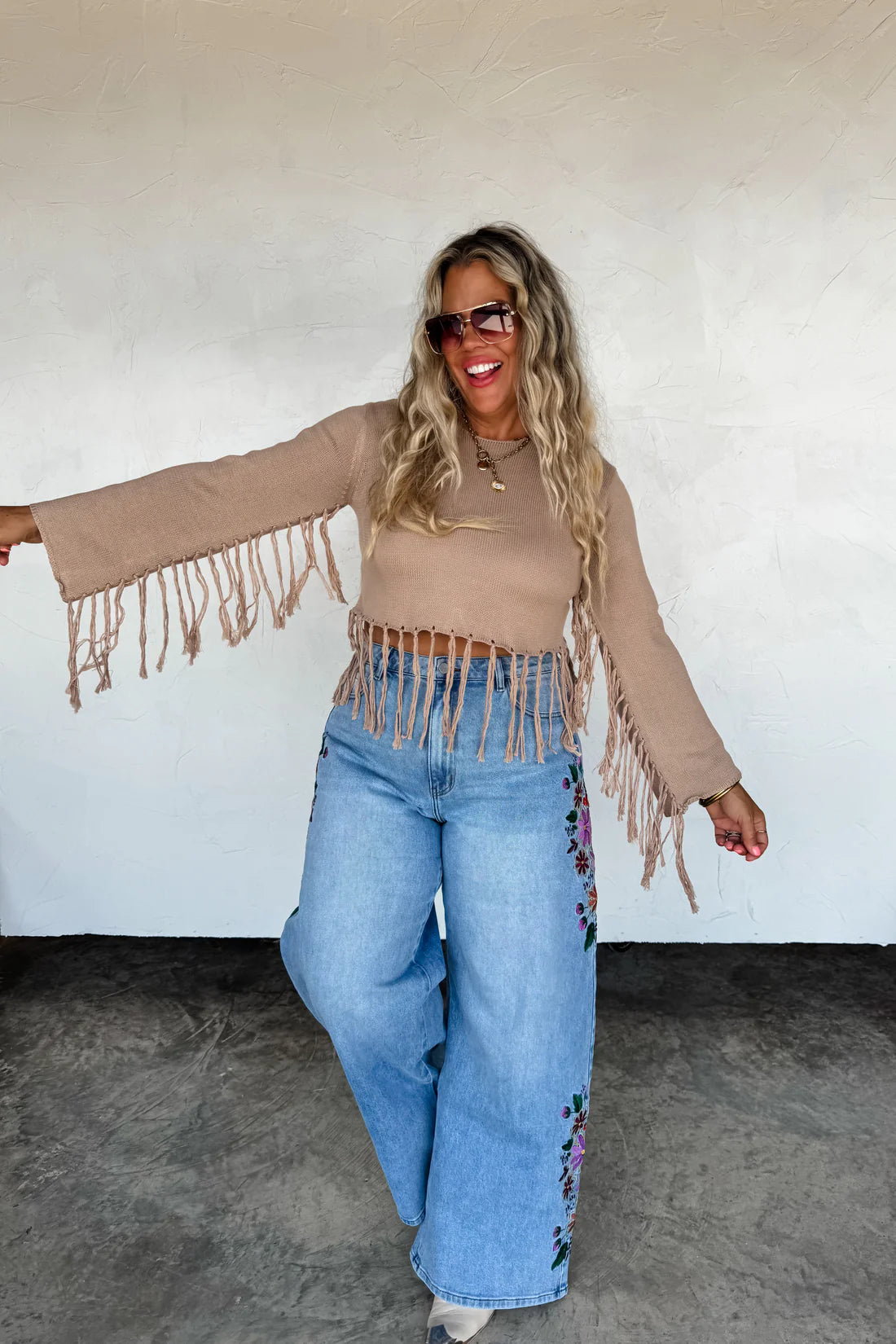 PREORDER: Eva Floral Embroidered Jeans // eta early June