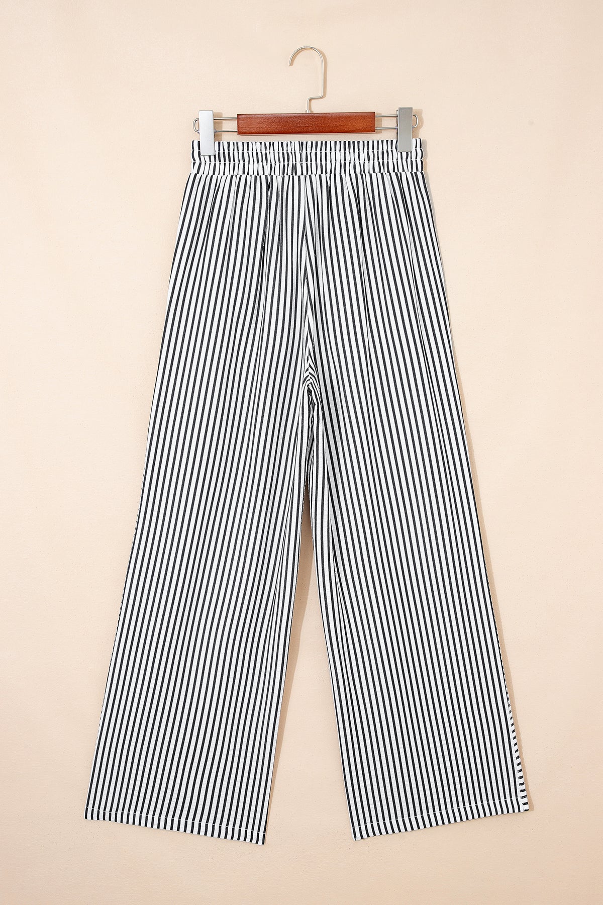Black Stripe Wide Leg Casual Pants