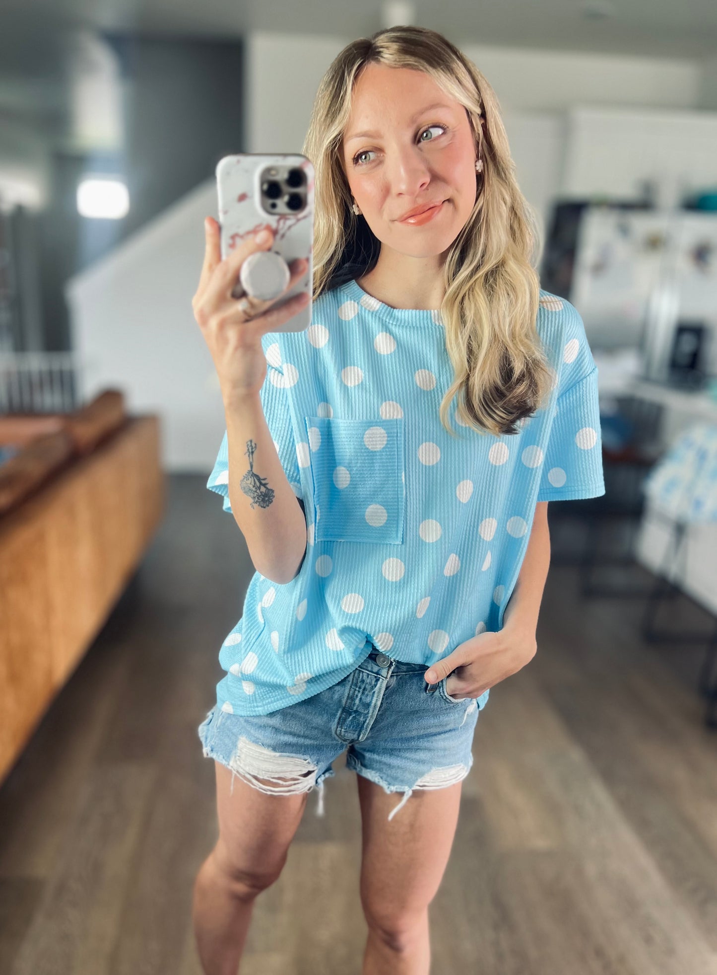 Carolina Sky Polka Dot Tee