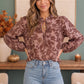 Cozy Blooms Floral Tie Neck Blouse