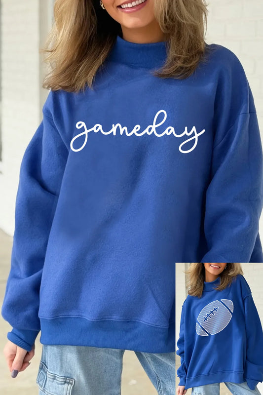 Oversize Drop Shoulder Reversible Football Sweatshirt
