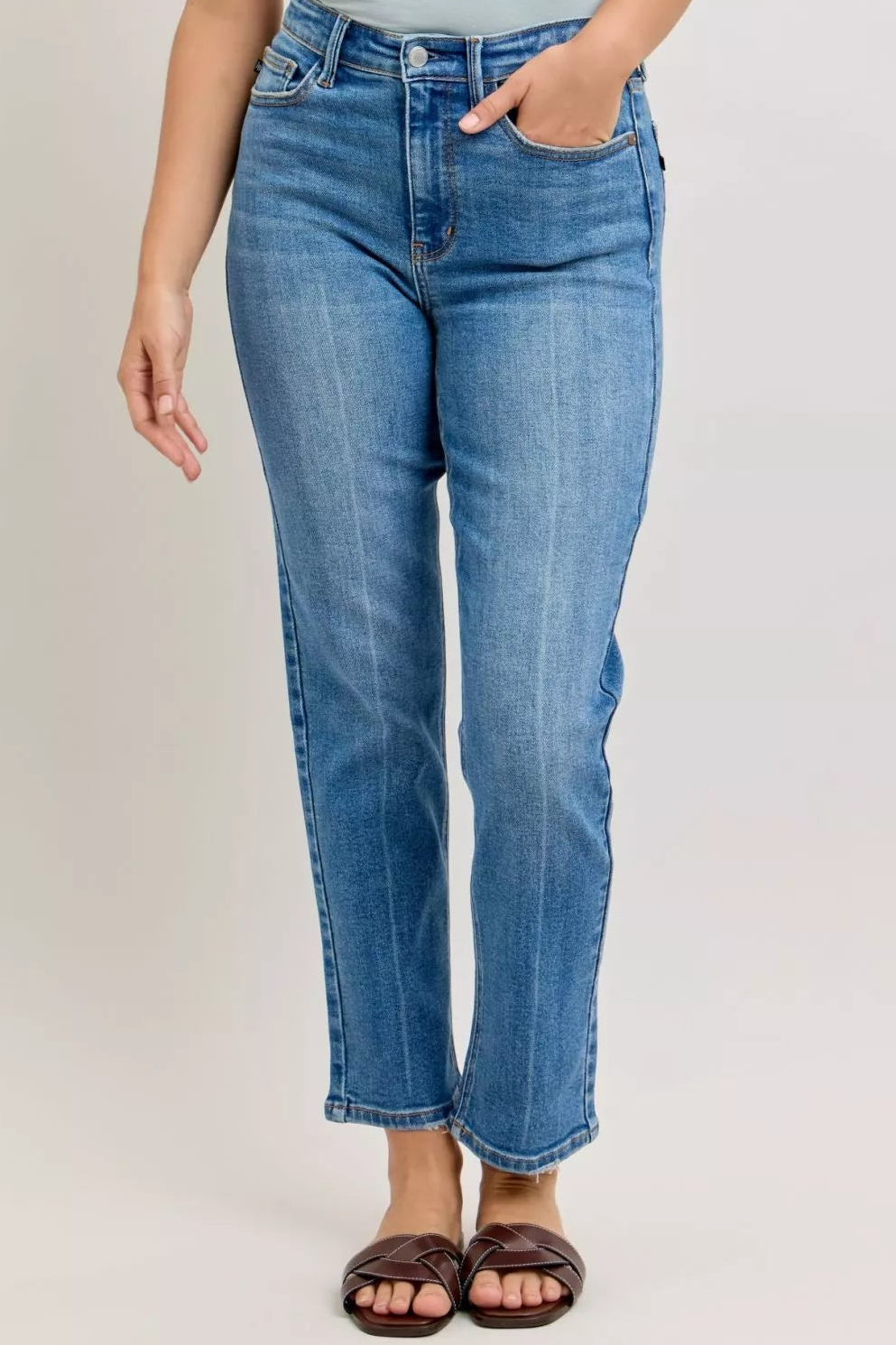 Bentley High-Waisted Straight-Leg  Jeans - Judy Blue
