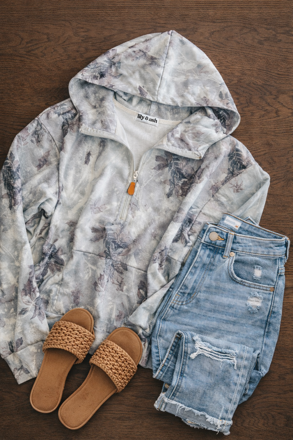 Storm Grey Camo 1/4 Zip Hoodie