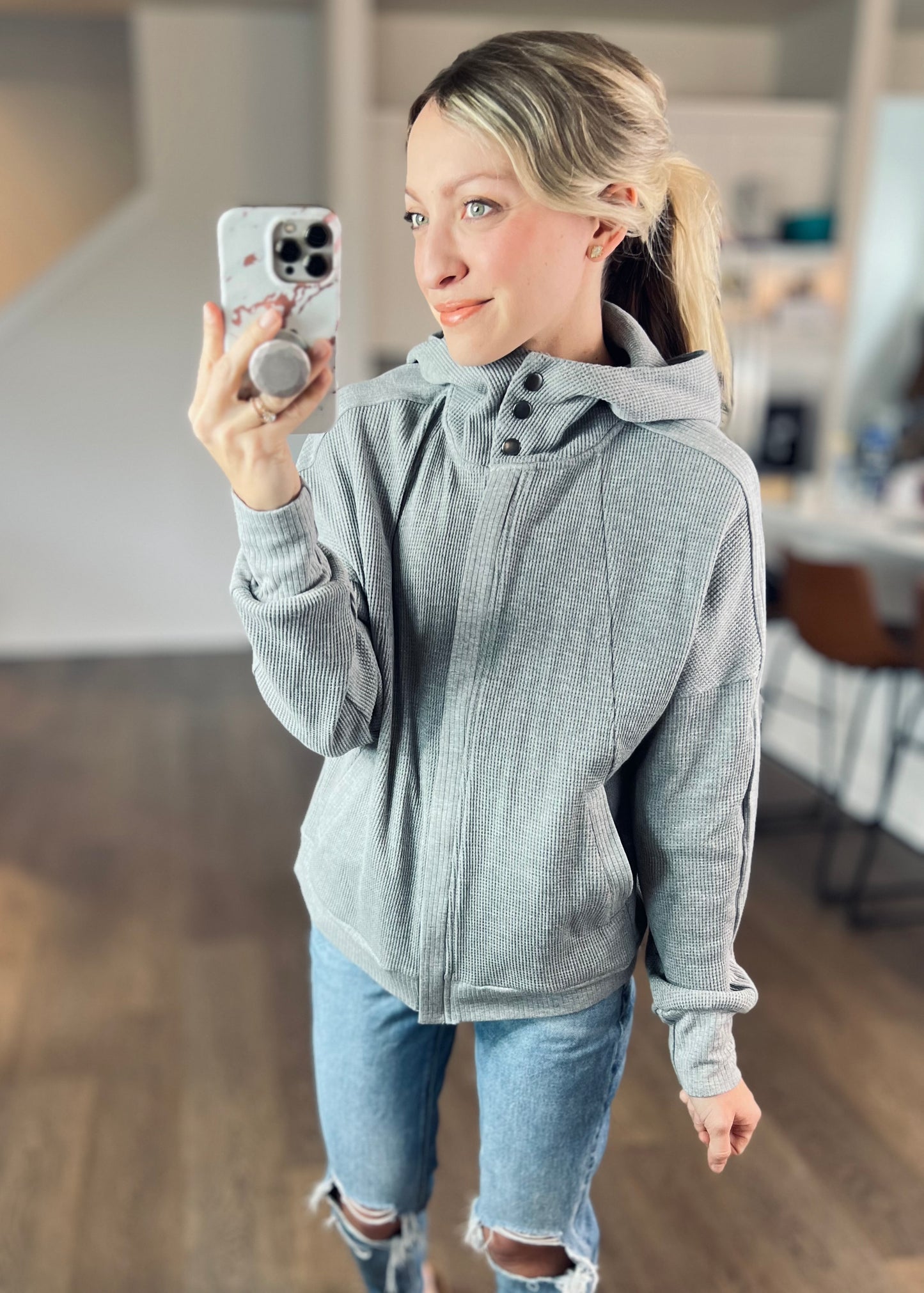 Cameron Full Zip Waffle Hoodie