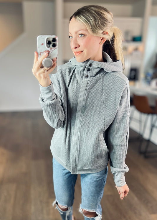 Cameron Full Zip Waffle Hoodie