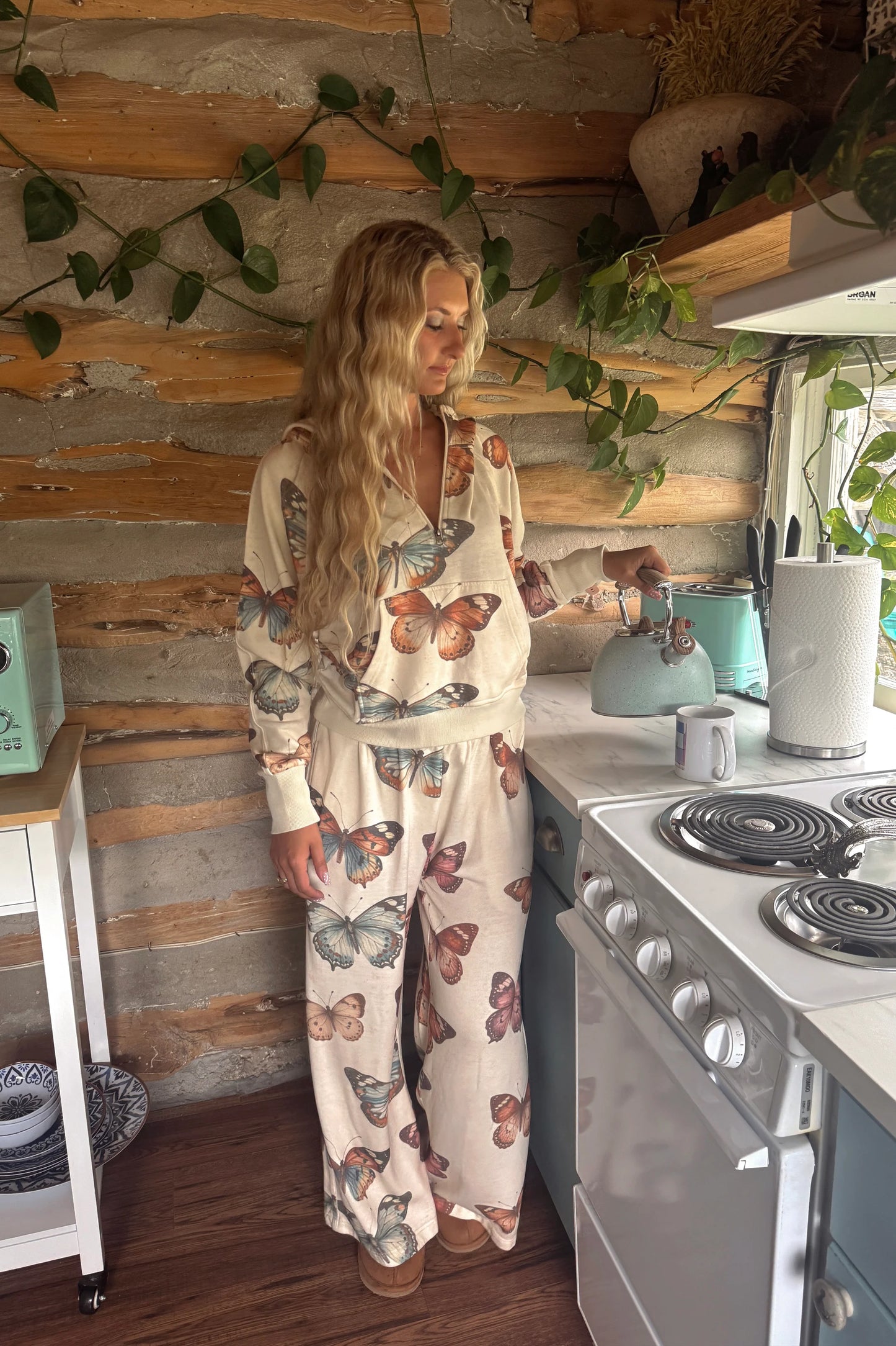 PREORDER: Camo & Butterflies Wide Leg Pants  // eta September