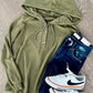 Waffle Knit Long Sleeve Drawstring Hooded Top