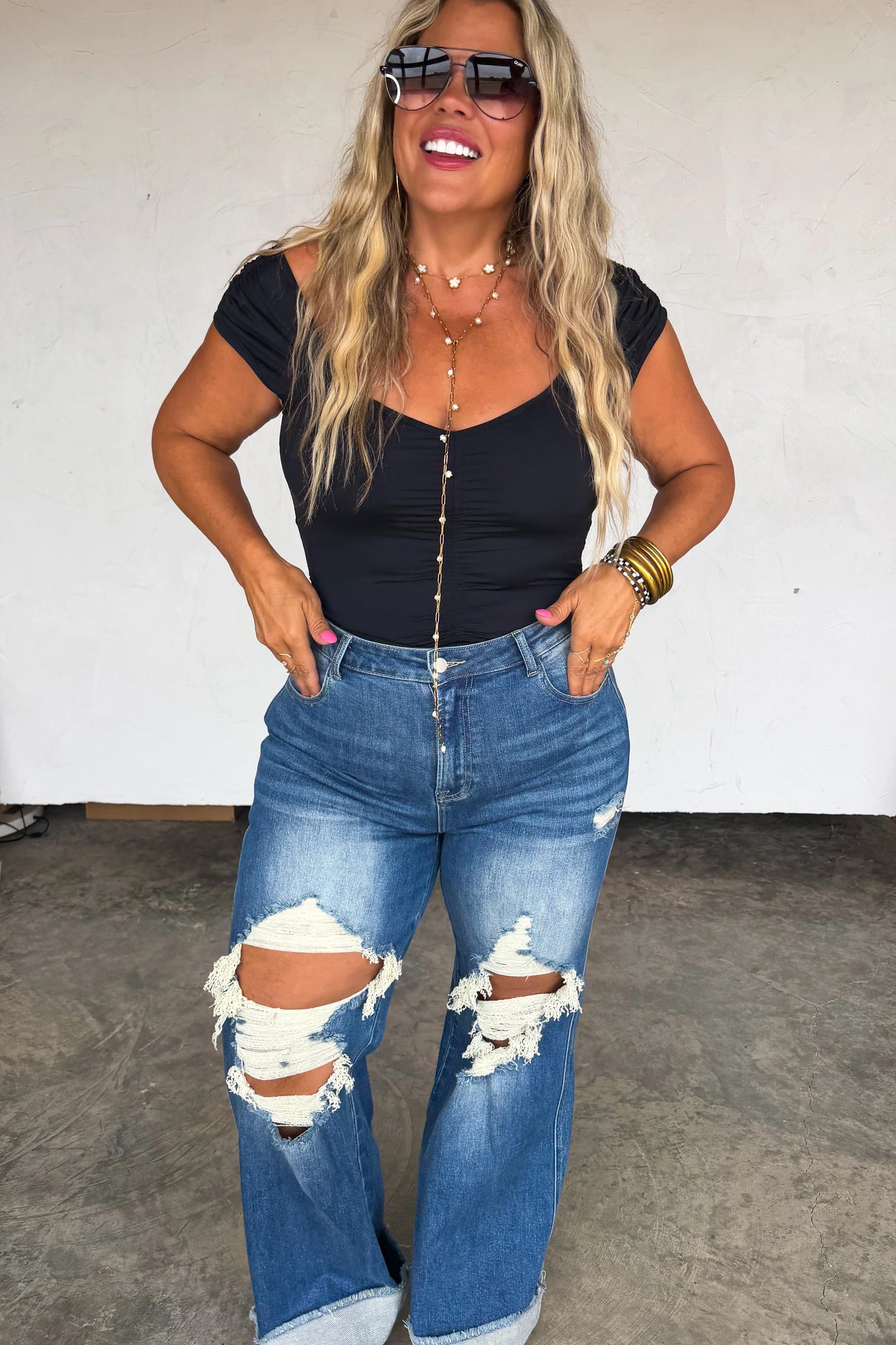 PREORDER: Signature Dark Wash Distressed Jeans // eta October