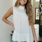 Sweet Lace Trim Ruffle Babydoll Tank