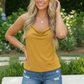 Sunkissed Satin Cowl Neck Cami in Mustard