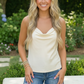 Satin Dreams Cowl Neck Cami in Creamy White