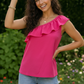 Ruffle Into the Fun Hot Pink One Shoulder Top