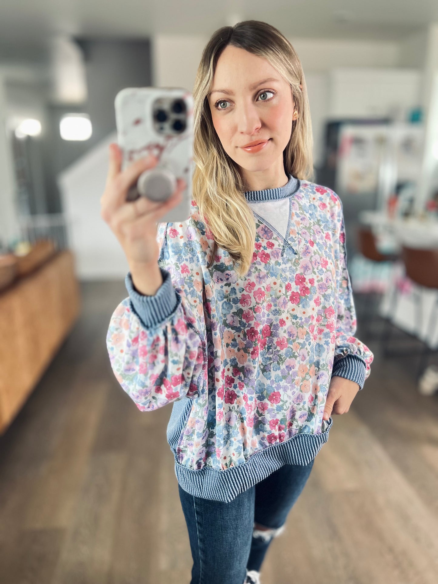 Meadow Breeze Floral Pullover