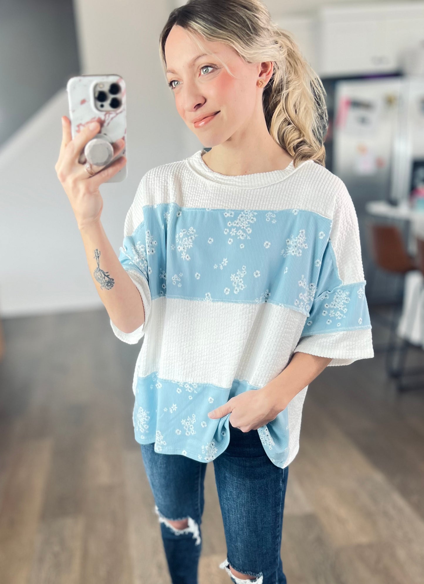 Violets are Blue Colorblock Top