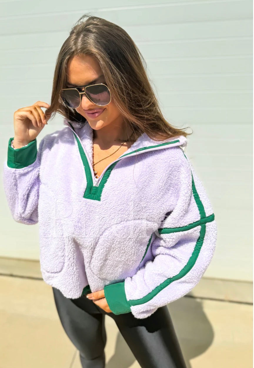 PREORDER: Bliss Cozy 1/2 Zip in Lilac & Green // eta June