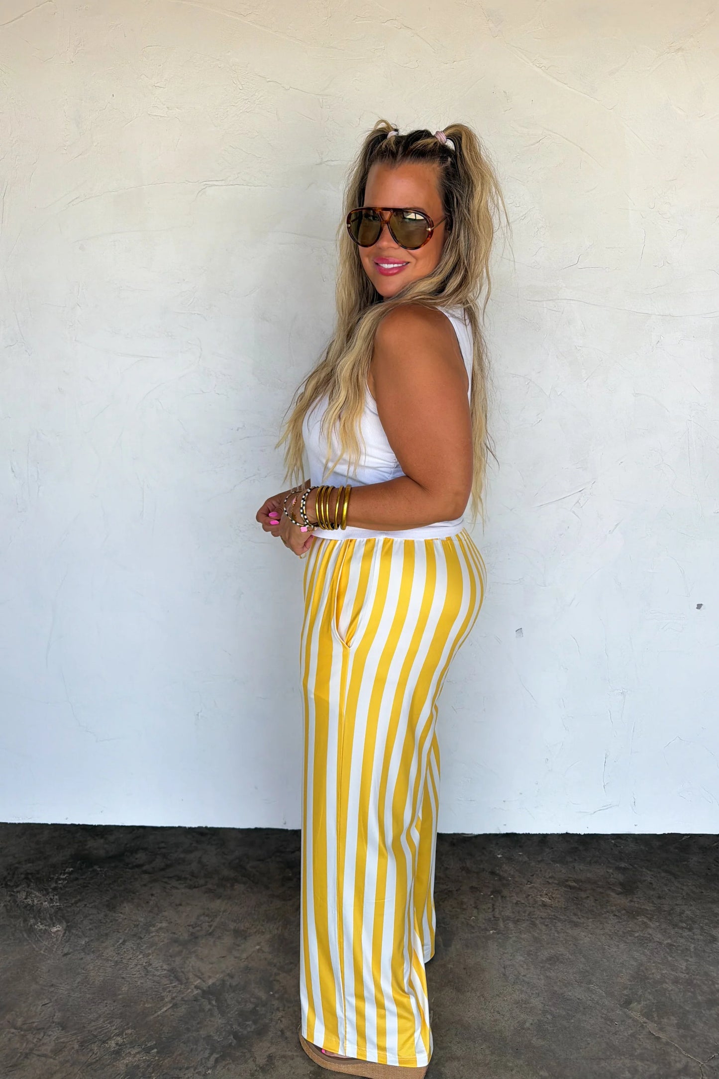 PREORDER: Game Day Wide Leg Pants - Gingham and Stripes  // eta September