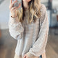 Relaxing Khaki Stripe Waffle Top