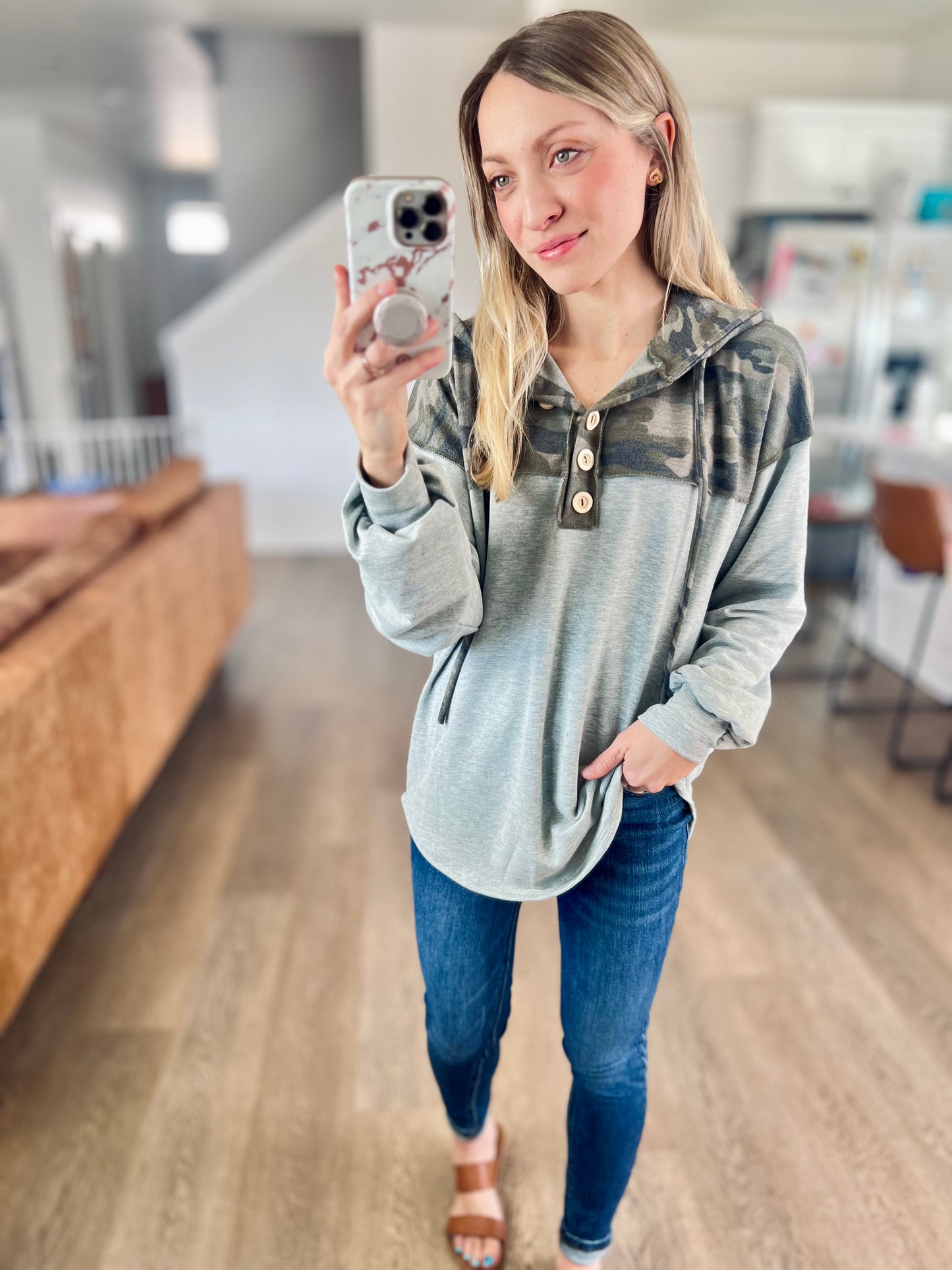 Camo Button Hoodie