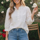 Pretty in White Puff Sleeve Button Top