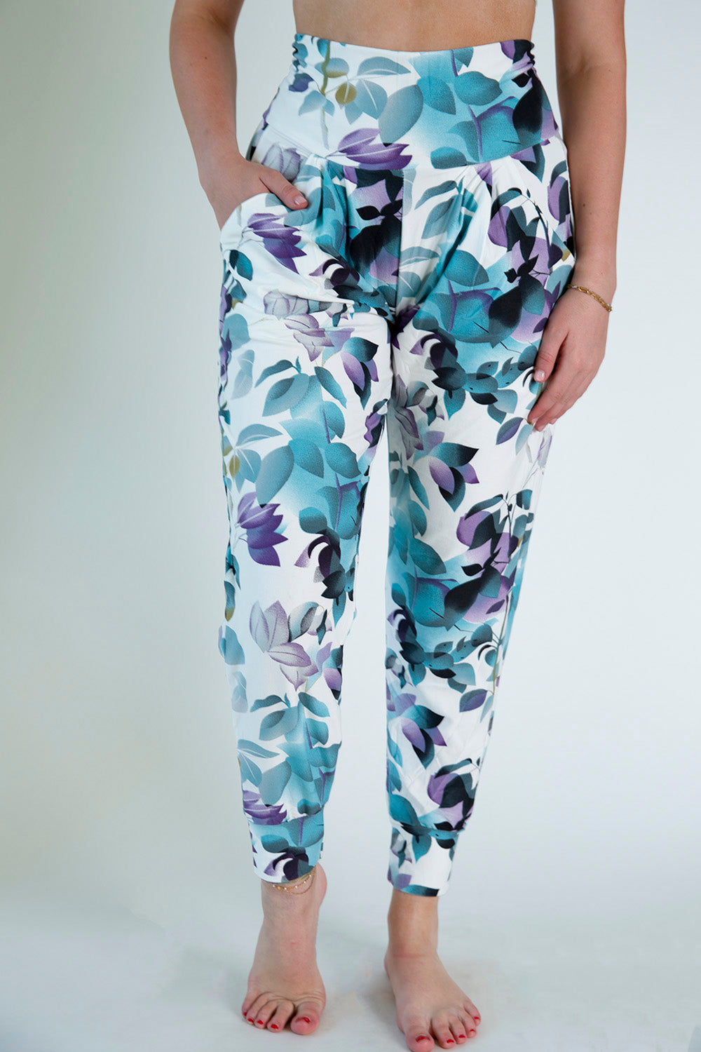 White Floral Print Pants
