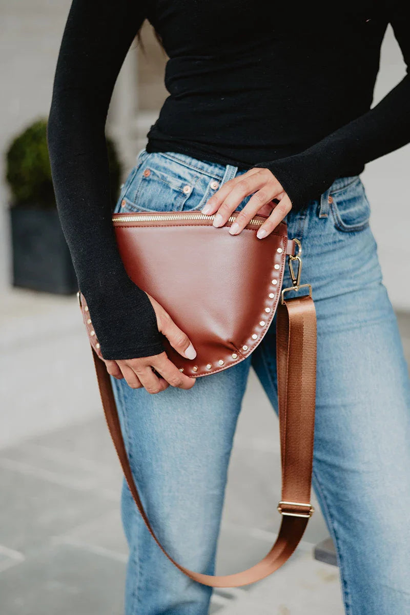 PREORDER: Brown Gold-Studded Crossbody Bag // eta September