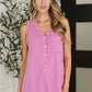 Buttoned Up Buttercup Sleeveless Top in Magenta Glow