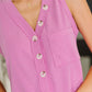 Buttoned Up Buttercup Sleeveless Top in Magenta Glow