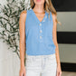Buttoned Up Buttercup Sleeveless Top in Ocean Blue