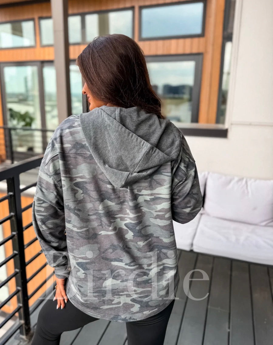 PREORDER: Army Camo Hooded Shacket // eta Aug